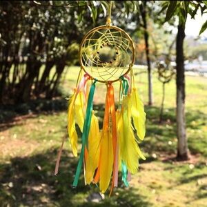 Vibrant Dreamcatcher with Yellow Feathers